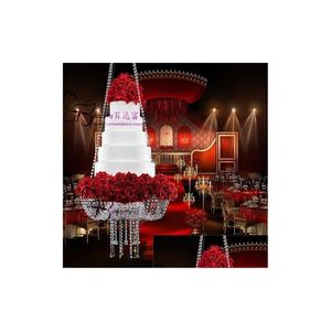 Autres fournitures de fête festes Mariage Faux Acrylique Crystal Chandelier Style Drape Suspended Cake Swing Stand Dia24 ou 18 Drop Dev DHFBJ