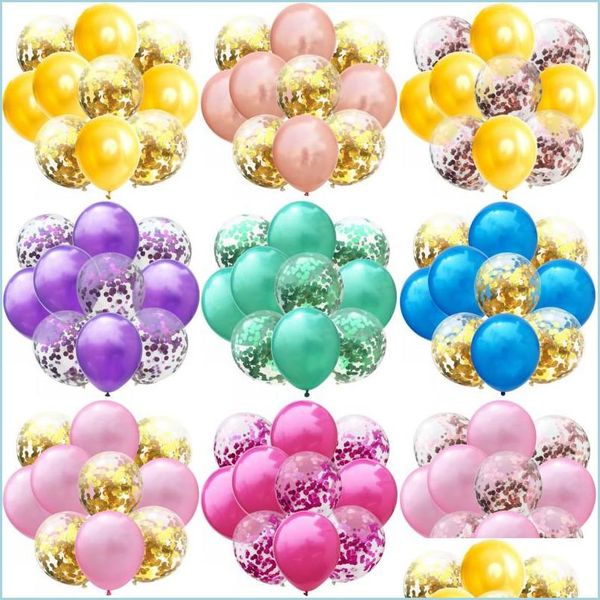 Autres fournitures de fête festive ensemble de ballons de fête de mariage 12 pouces 5 pièces en latex ajouter 5 pièces paillettes confettis Festival ballons d'anniversaire Dec Dhnjp