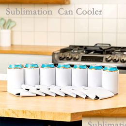 Autres fournitures de fête festives White Blank Can Cooler Sleeves Personnalisable Sublimation Beer Coolers Extrathick Pliable Drink Ins Dhiy8