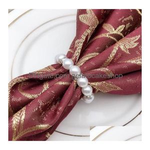 Autres fournitures de fête de fête perles blanches serviettes anneaux mariages boucle de serviette pour les décorations de table de réception de mariage en gros D Dhkry