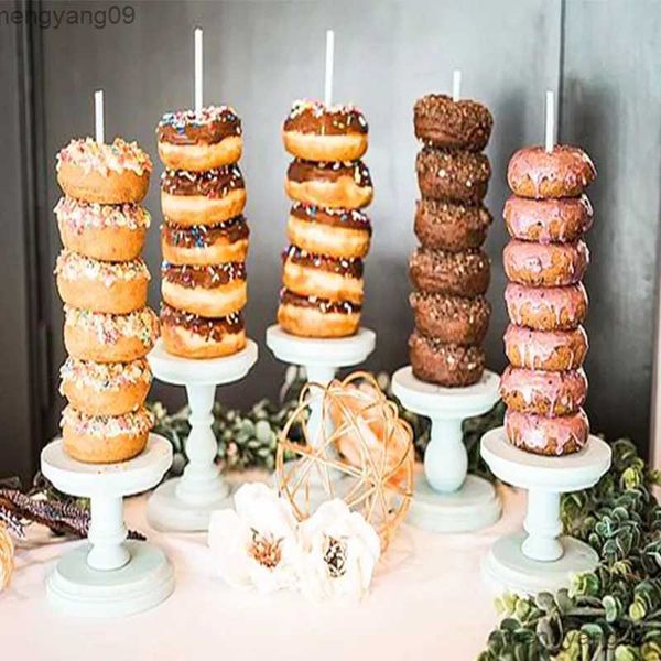 Otros suministros festivos para fiestas Soporte de donuts de madera Donuts Soportes de pared Tablero de exhibición Fiesta de cumpleaños para niños Decoración de mesa de boda Suministros para baby shower R231011