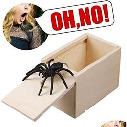 Autre fête des fêtes fournit en bois Prank Spider Scare Box Den dans le cas de jeu de plaque de jeu Blague Scarebox Gag Toy Drop Livrot Home Garden Dh6ck