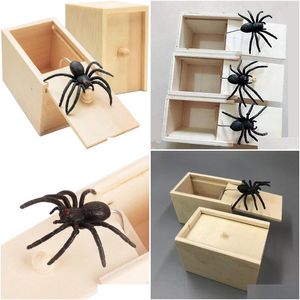 Andere feestelijke feestbenodigdheden houten grap Spider Scare Box Den in geval trick play grap scareBox Gag Toy Drop Delivery Home Garden DHHS8