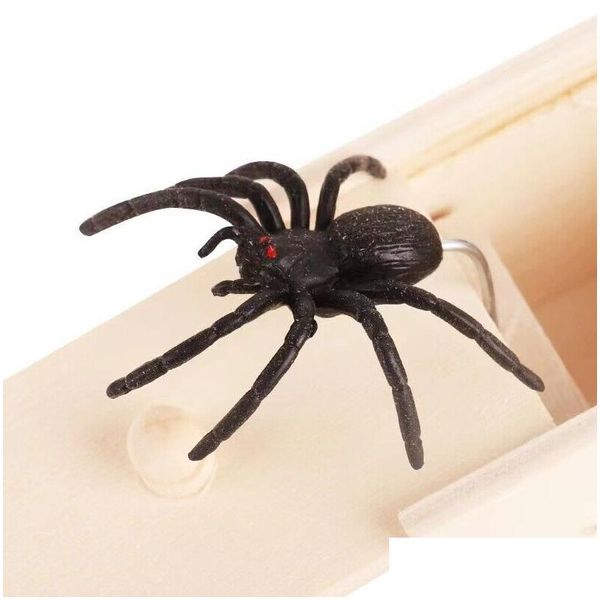 Autres fournitures de fête festives en bois Prank Spider Scare Box Den dans le cas Trick Play Joke Scarebox Gag Toy Drop Livraison Home Garden Dhmj3