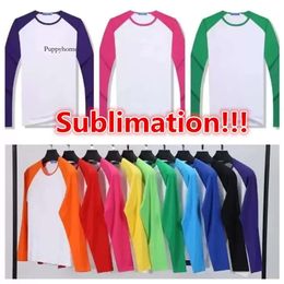 Autres fournitures de fête sublimation T-shirt T-shirt Thermal Heat Transfer Printing Party T-shirt Diy Unisexe Blouse Top Tees Child Patchwork Raglan Tshirt Z 4.4