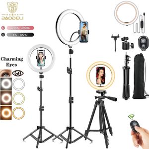 Other Flash Accessories 10" 26cm LED Selfie Ring Light P ography Video RingLight Phone Stand Tripod Fill Dimmable Lamp Trepied Streaming 230823