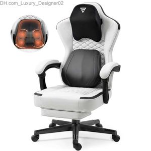 Autres meubles 2023 Nouvelle chaise de jeu pour ordinateur avec support lombaire de massage chauffant et repose-pieds Q240129