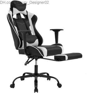 Autres meubles BestOffice Chaise de jeu ergonomique pour PC de bureau Chaise de bureau bon marché Chaise d'ordinateur en cuir PU avec support lombaire avec repose-pieds Q240130