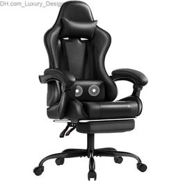Overige meubels Zwarte gamingstoel Video Racing Zithoogte verstelbaar met 360 draaibaar en hoofdsteun voor kantoor of slaapkamer Computer Fauteuil Bureau Q240129