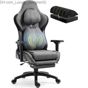 Overige meubelen Dowinx Gamingstoel Stof met verstelbaar kussen en hoofdsteun Ergonomische bureaustoel Lendensteun Massage voor volwassenen Q240129