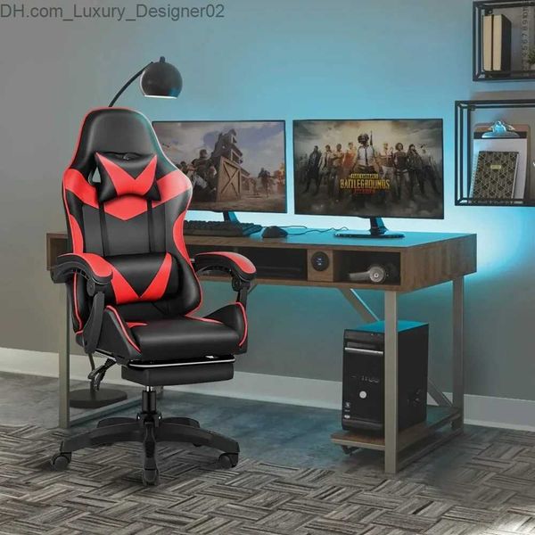 Autres meubles Chaise de jeu Dossier et siège réglable en hauteur, inclinable et pivotant, ordinateur de bureau de course, vidéo ergonomique rouge/noir Q240130