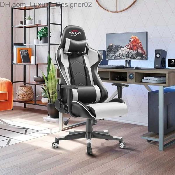 Otros muebles Silla para juegos Estilo de carreras Silla de oficina de cuero PU con respaldo alto Silla de escritorio para computadora Silla ejecutiva ergonómica giratoria reposacabezas Q240129