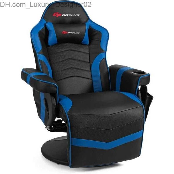 Autres meubles Goplus Massage Gaming Chair Racing Style Gaming Recliner avec dossier réglable et repose-pieds ergonomique à dossier haut en cuir PU Q240129