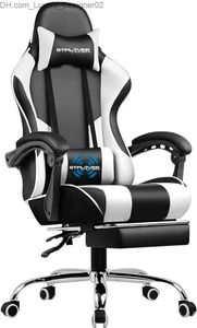 Autres meubles GTPLAYER Gaming Chair Chaise d'ordinateur avec repose-pieds et support lombaire Chaise de jeu réglable en hauteur avec siège pivotant à 360 Q240129