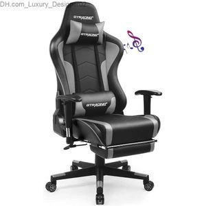 Autres meubles GTRACING Gaming Chair Repose-pieds Haut-parleurs Chaise de jeu vidéo Bluetooth Musique Heavy Duty Ergonomique Ordinateur Bureau Chaise de bureau Q240129