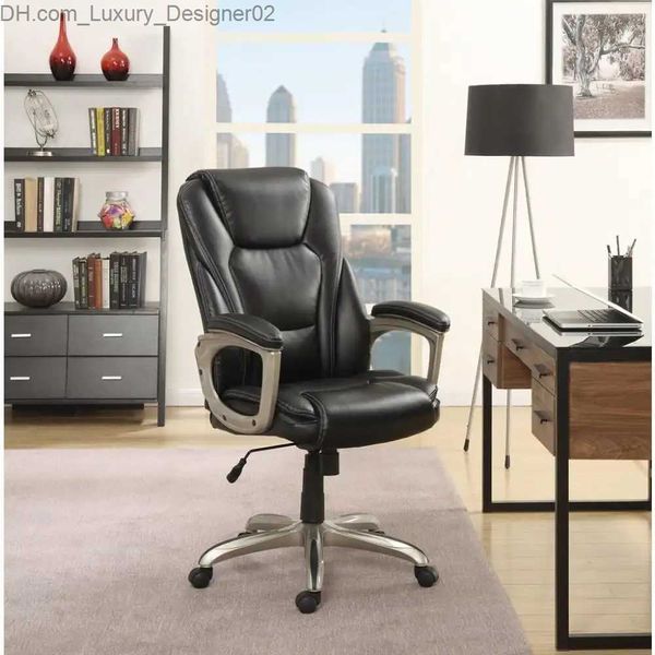 Autres meubles Chaise de bureau commerciale en cuir reconstitué robuste avec mousse à mémoire de forme, capacité de 350 lb, noir Q240129