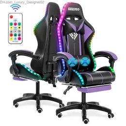 Overig Meubilair Hoge Kwaliteit Gaming Stoel RGB Licht Bureaustoel Gamer Computer Stoel Ergonomische Draaistoel 2 Punts Massage Gamer Stoelen Q240129