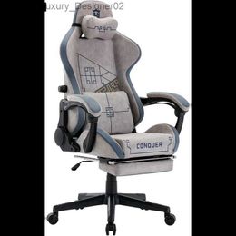 Autres meubles LXRADEO Chaise de jeu Ordinateur avec support lombaire réglable intérieur Fauteuil de bureau Tech-Tissu Respirant Vidéo Ch Q240129