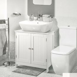 Autres meubles Salle de bain moderne Lavabo Vanity Armoire de rangement avec 2 étagères en bois blanc Drop Livraison Maison Jardin Dhyr1