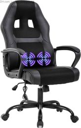 Autres meubles Chaise de jeu PC Chaise de bureau de massage Chaise de bureau ergonomique Chaise de course en cuir PU réglable avec appui-tête de soutien lombaire Q240129