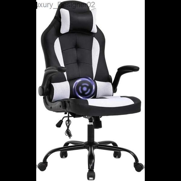 Otros muebles Silla para juegos de PC Silla de oficina de masaje Silla de escritorio ergonómica Racing Executive PU Computadora de cuero con adultos Blanco Q240129