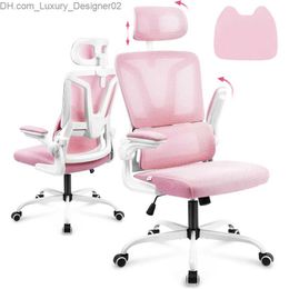 Autres meubles Chaise de bureau à bascule Chaise de bureau ergonomique rose avec support lombaire Chaises d'ordinateur de joueur de jeu mobile Q240129