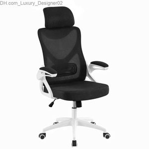 Overig meubilair SmileMart Ergonomische mesh-bureaustoel met hoge rugleuning en verstelbare gewatteerde hoofdsteun Wit/zwart Q240129