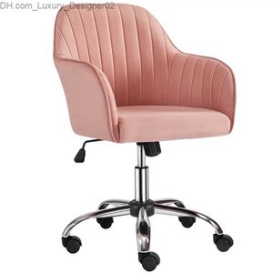 Overig meubilair Fluwelen bureaustoel met middenrug en armleuningen Roze thuiskantoor Ergonomisch bureau Mesh-computer Q240129