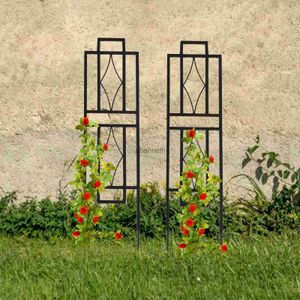 Autres bâtiments de jardin 2 pièces treillis de jardin en métal vignes grimpantes plante extérieure treillis 30 hauteur robuste plante de fleur support d'escalade antirouille noir YQ240304