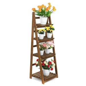 Autres bâtiments de jardin 4 niveaux plantes pliantes support jardin en bois fleur plante support affichage pots support étagère de rangement pour balcon salon décor YQ240304