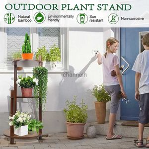 Andere tuingebouwen Plantenstandaards voor binnen Hout Buiten Gelaagde smeedijzeren opbergplank voor meerdere planten Ladder Plantentafel Balkon Bloemenstandaard YQ240304