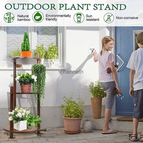 Autres bâtiments de jardin Supports pour plantes d'intérieur Étagère de rangement en fer forgé à plusieurs niveaux en bois pour plusieurs plantes Échelle Table pour plantes Balcon Support à fleurs YQ240304