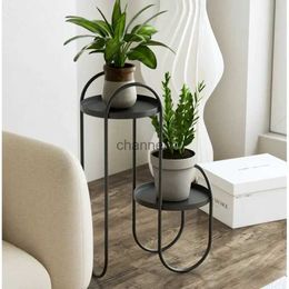 Autres bâtiments de jardin Support moderne pour fleurs Intérieur Étagère de rangement créative à côté du meuble TV Décoration Salon Double couche Base de fleur YQ240304