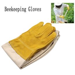 Otros suministros de jardín 1 par de guantes de apicultura Mangas protectoras Malla amarilla transpirable Piel de oveja blanca y tela para apicultura Apicultura 221028