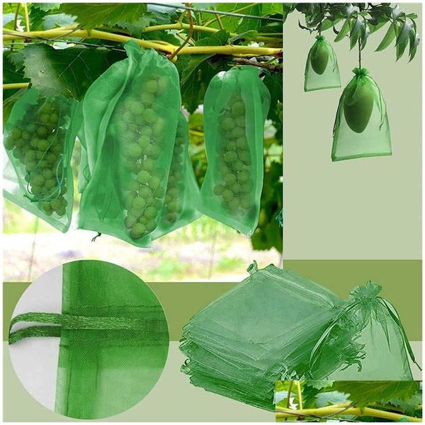 Autres fournitures de jardin 100 pcs Sacs de protection des fruits raisins Mesh Sac AgriCtural Orcher