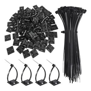 Andere Tuinbenodigdheden 120 stks Zwart 8 inch Zip Ties Kabelbinderhouder, Zelfklevende Houder Klem Clips Management Organizer
