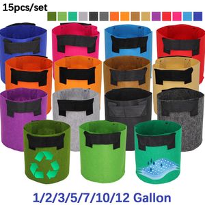 Other Garden Supplies 15PCSlot Mix 15 Colors Garden Planter Bag with Handles 1MM Flower Vegetable Fruit Herb Fabric Grow Pot Indoor Outdoor Conatiner 230331