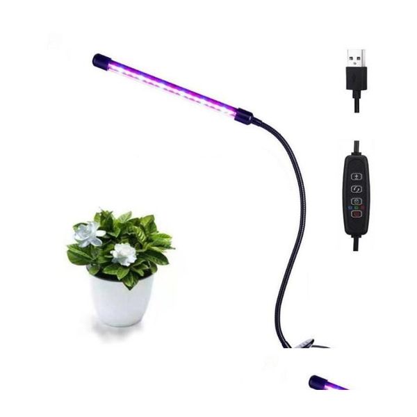 Otros suministros de jardín 20 LED Planta de interior de alta potencia Crecer luz con 3/9/12 horas Temporizador USB Powered Fl Spectrum Plantas Inve Homefavor DH1P3