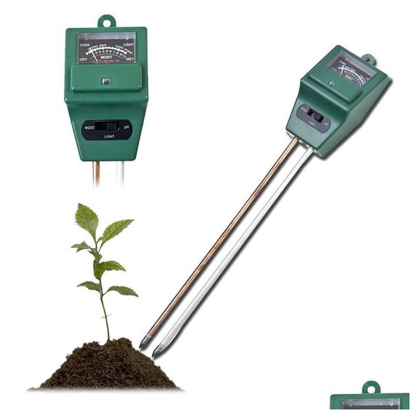 Otros suministros de jardín 3 en 1 Medidor de humedad del suelo Termómetro Ph Tester Detector Agua Humedad Sensor de prueba de luz para planta F Dhgarden DHPSJ
