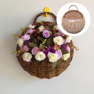 Autres fournitures de jardin 3 tailles portables décoratifs durables paniers de fleurs en osier rond plante cintre durable pour le mariage