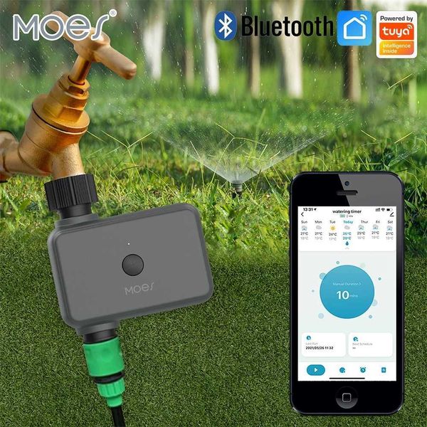 Autres fournitures de jardin Minuteries d'arrosage de jardin Bluetooth Moes Irrigation goutte à goutte intelligente Retard de pluie Contrôleur programmable Vanne automatique Tuya Alexa Voice G230519