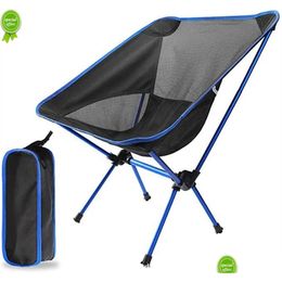 Autres fournitures de jardin Nouvelles chaises de lune pliantes portables détachables chaises de came extérieure pêche à la plage Tralight Travel Randonnée Pique-nique Dhz4e