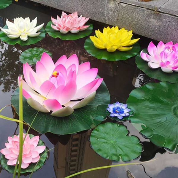 Autres fournitures de jardin décoration de patio fausse fleur de lys pour décor de jardin extérieur cascade étang décoration aquarium décoration mini étang solaire Lotus G230519