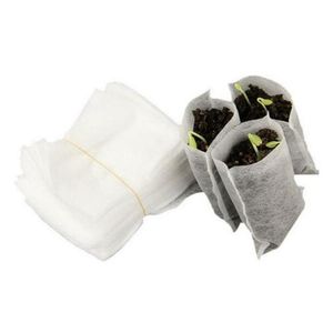 Otros suministros de jardín Patio Césped 100 Unids / paquete Protección del medio ambiente Macetas de vivero no tejidas Bolsas de cultivo de plántulas 8X10Cm Telas Wh Dhmry