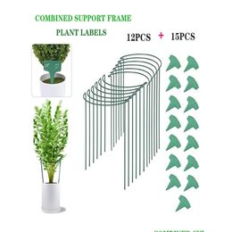 Autres fournitures de jardin Support de plante Piquet demi-rond en métal Supports Vine Green Cage Anneau Outil de jardinage Drop Delivery Home Pat Dhuog