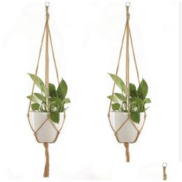 Autres Fournitures De Jardin Corde Nouveau Cintre Tressé Pot Plante Verte Fleur Panier Suspendu Armure À La Main Drop Delivery Home Patio Pelouse Dh2Ff