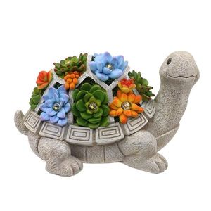 Autres fournitures de jardin Turtle de statues extérieures solaires avec successe et 7 lumières LED La pelouse DÉCORT TORTUE STUDE POUR PATIO BALCONY YARD O DHPAK