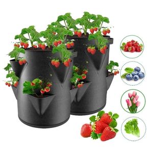 Autres fournitures de jardin Sac de culture de fraises de printemps Plante de pot de plantation de légumes 5710gal Terrasse Conteneur multi-bouche S 220921