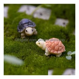 Andere tuinbenodigdheden Turtle Miniature mini Dierlijke Tortoise Resin Artificial Craft Bonsai Decoratie 2 cm 2 kleuren Drop levering Home Dh7ja