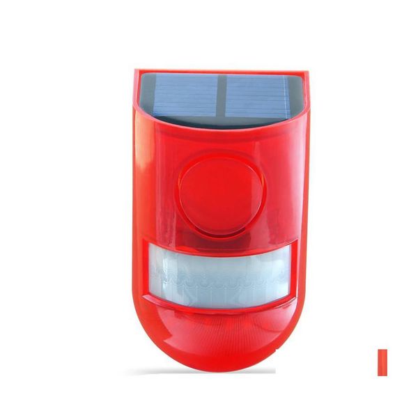 Otros suministros de jardín Impermeable Luz de alarma solar Sonido Seguridad Sirena 6 LED Advertencia Antirrobo Sensor intermitente Lámpara de jardín 235 Drop Dhni4